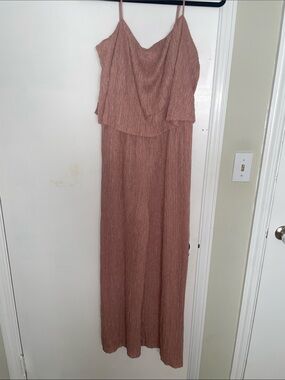 Sleeveless Mauve Pink jumpsuit Dress with Draped Bodice